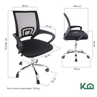 Foto 5 | Silla de Escritorio KingsHouse Ergonómica Negra Tapizado Mesh Oficina