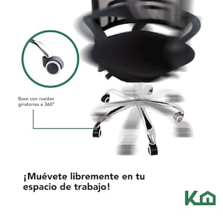 Foto 7 | Silla de Escritorio KingsHouse Ergonómica Negra Tapizado Mesh Oficina