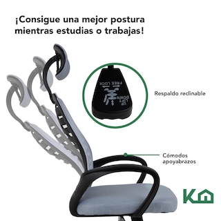 Foto 4 | Silla Ejecutiva KingsHouse con Respaldo Reclinable Gris Mesh Oficina