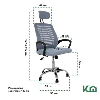 Foto 6 | Silla Ejecutiva KingsHouse con Respaldo Reclinable Gris Mesh Oficina