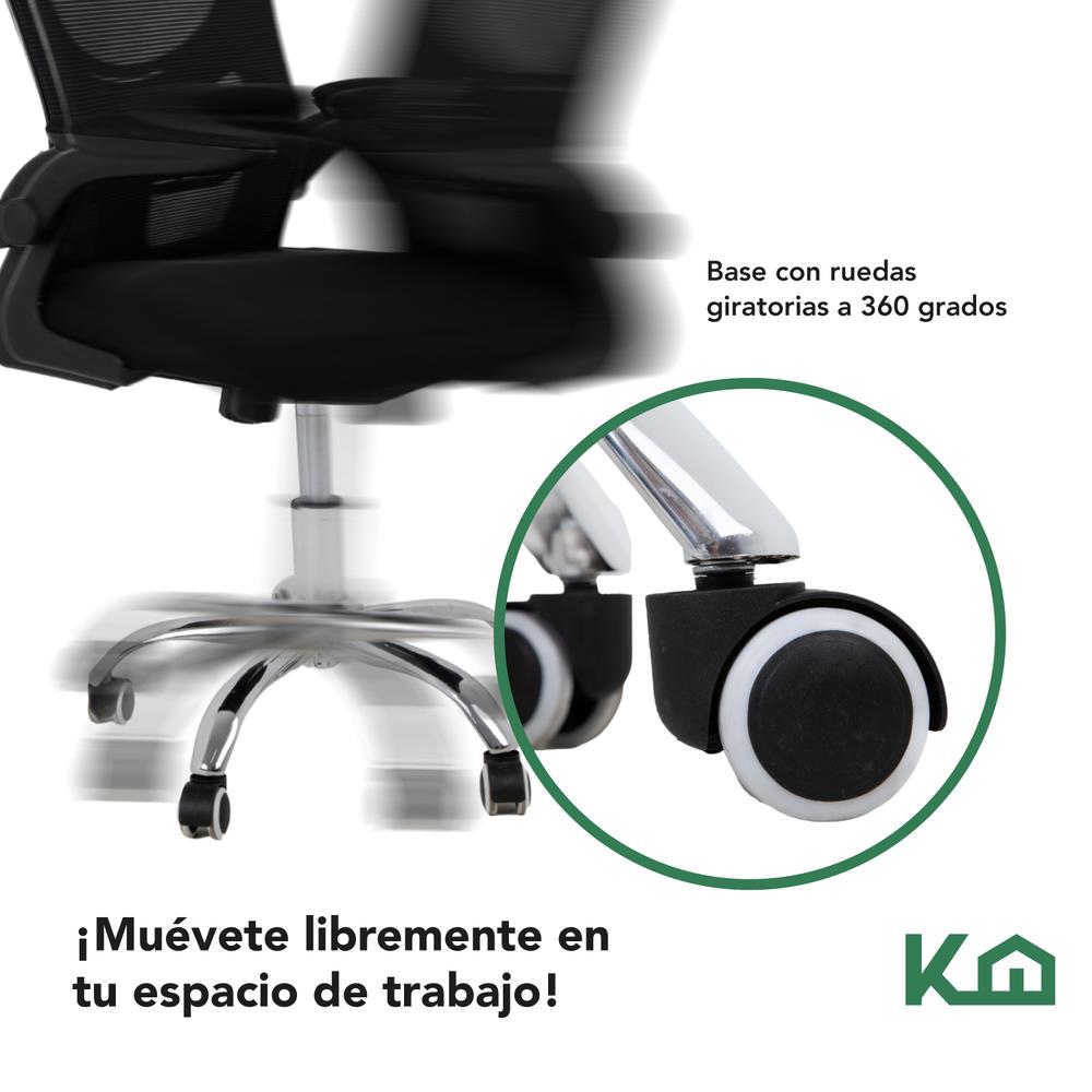 Foto 7 | Silla Giratoria KingsHouse de Escritorio Ergonómica Negra Mesh Oficina