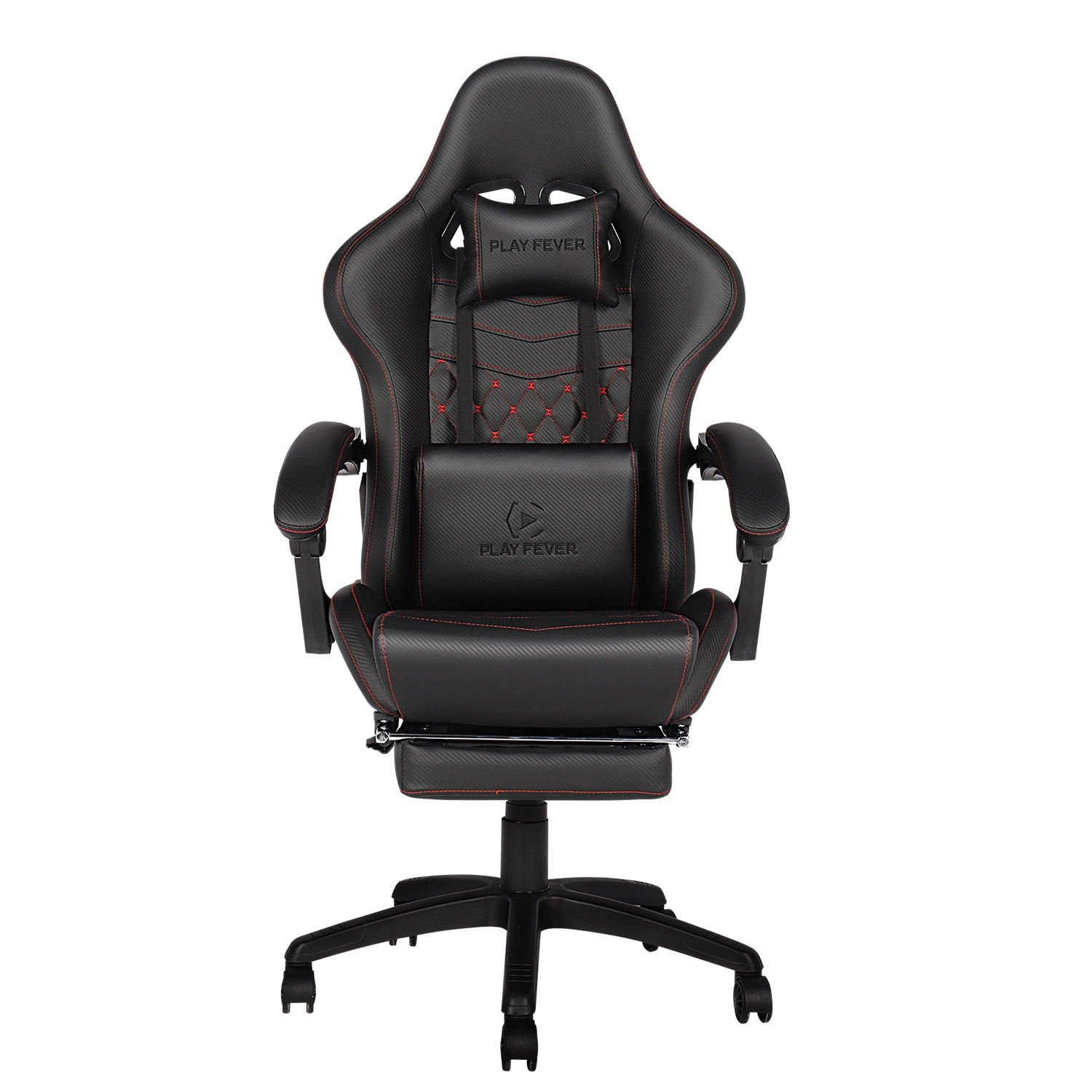 Silla Gamer Nitrox Play Fever de Piel Sintética con Cojín Lumbar y Reposapiés color Negro