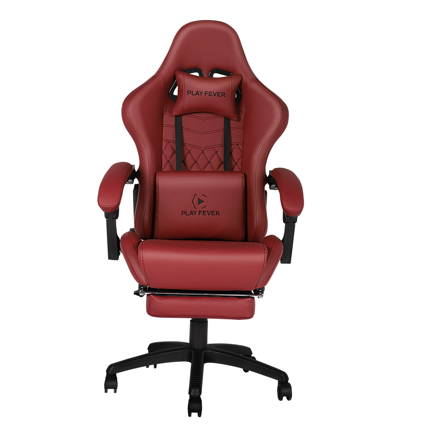 Silla Gamer Nitrox Play Fever de Piel Sintética con Cojín Lumbar y Reposapiés de color Rojo