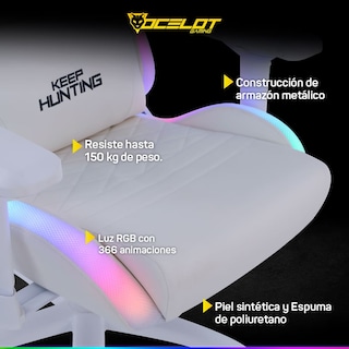 Foto 7 | Silla Ocelot Gaming ORGB-White Thundra RGB Blanca
