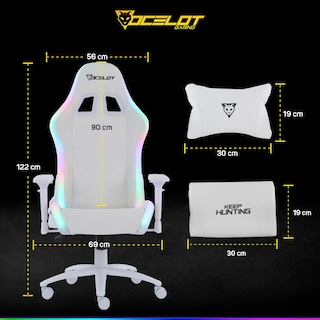 Foto 8 | Silla Ocelot Gaming ORGB-White Thundra RGB Blanca