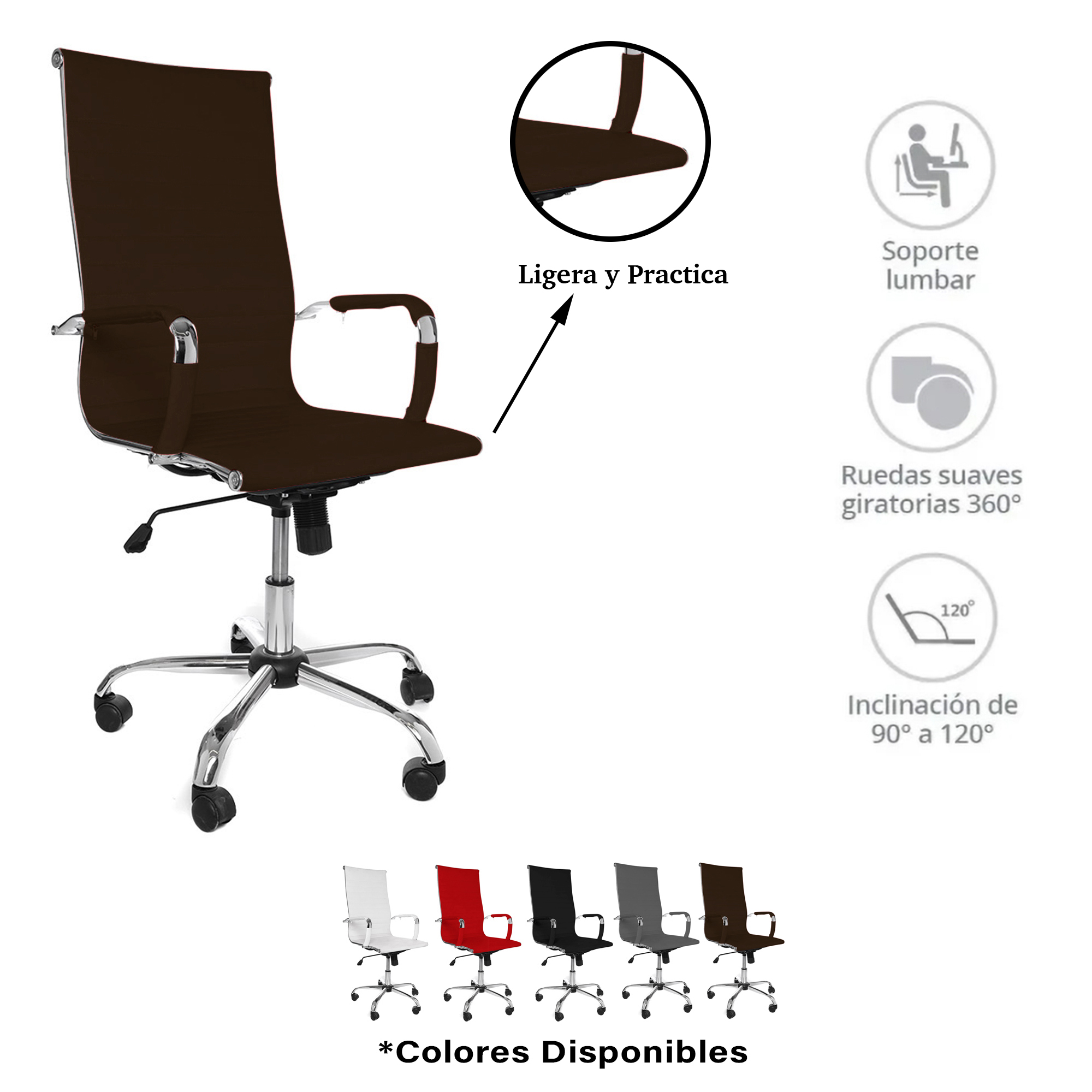 Foto 7 | Silla Ergonómica de Escritorio Eke Life Home YX-8503 Marrón Tapizado en Cuero Sintético Mesh y Tela