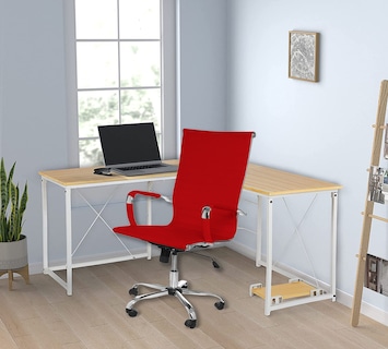 Foto 1 | Silla Ergonómica de Escritorio Eke Life Home Tapizado en Cuero Sintético Mesh y Tela Rojo