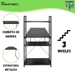 Foto 3 | Escritorio Inmatmex con Repisas Negro
