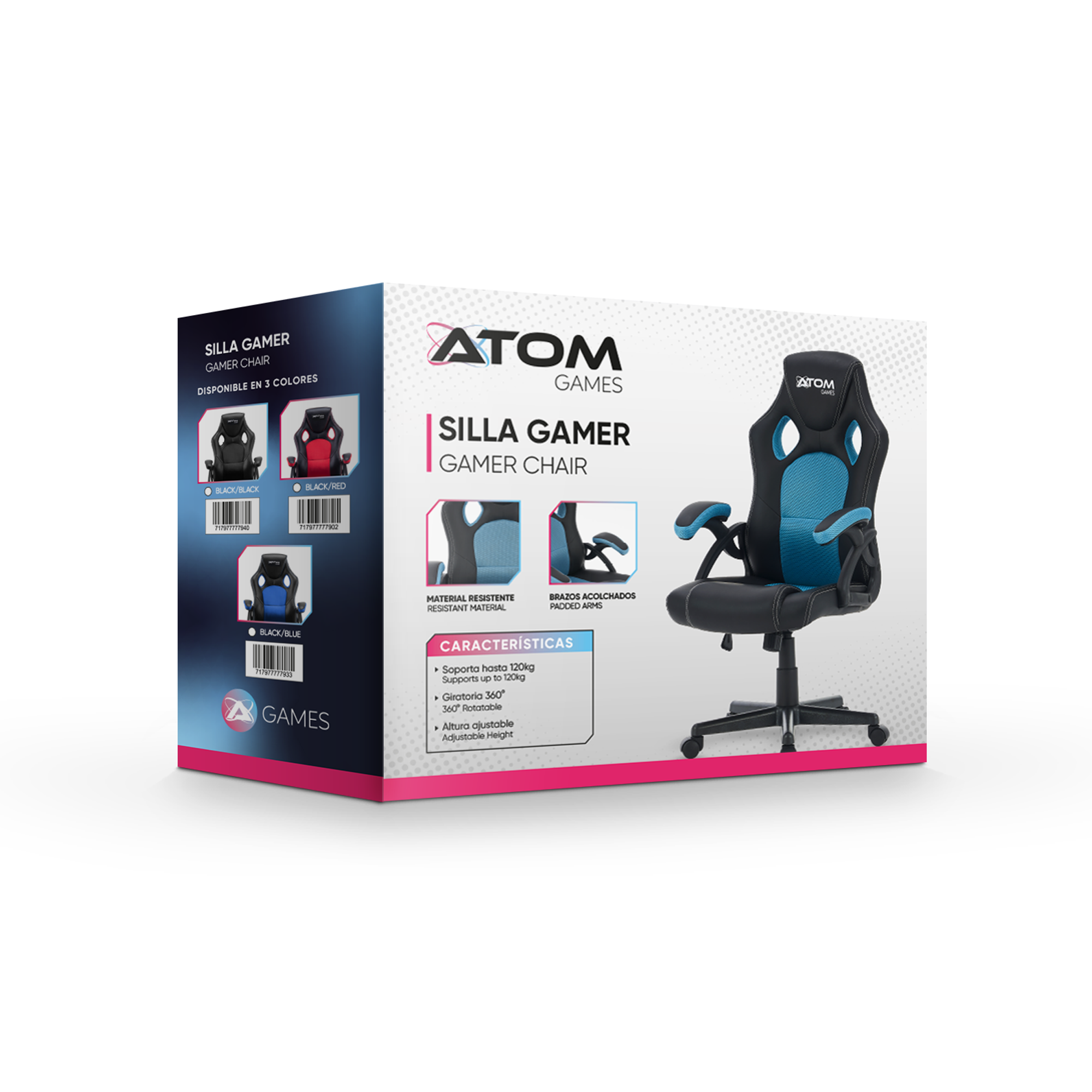 Foto 7 pulgar | Silla Pc Gaming Negro Atomgames