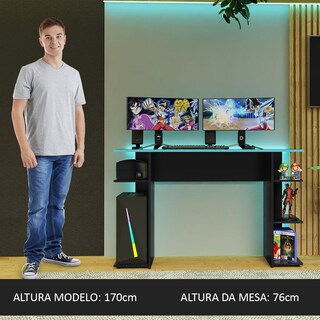 Foto 6 | Escritorio Para Computadora Gamer Negro y Azul 9424 Madesa