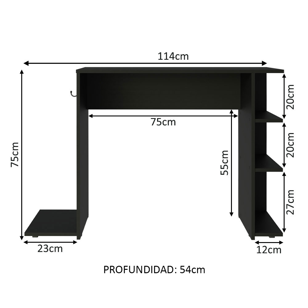 Foto 4 | Escritorio Gamer Minimalista Madesa para Computador 9414 Negro