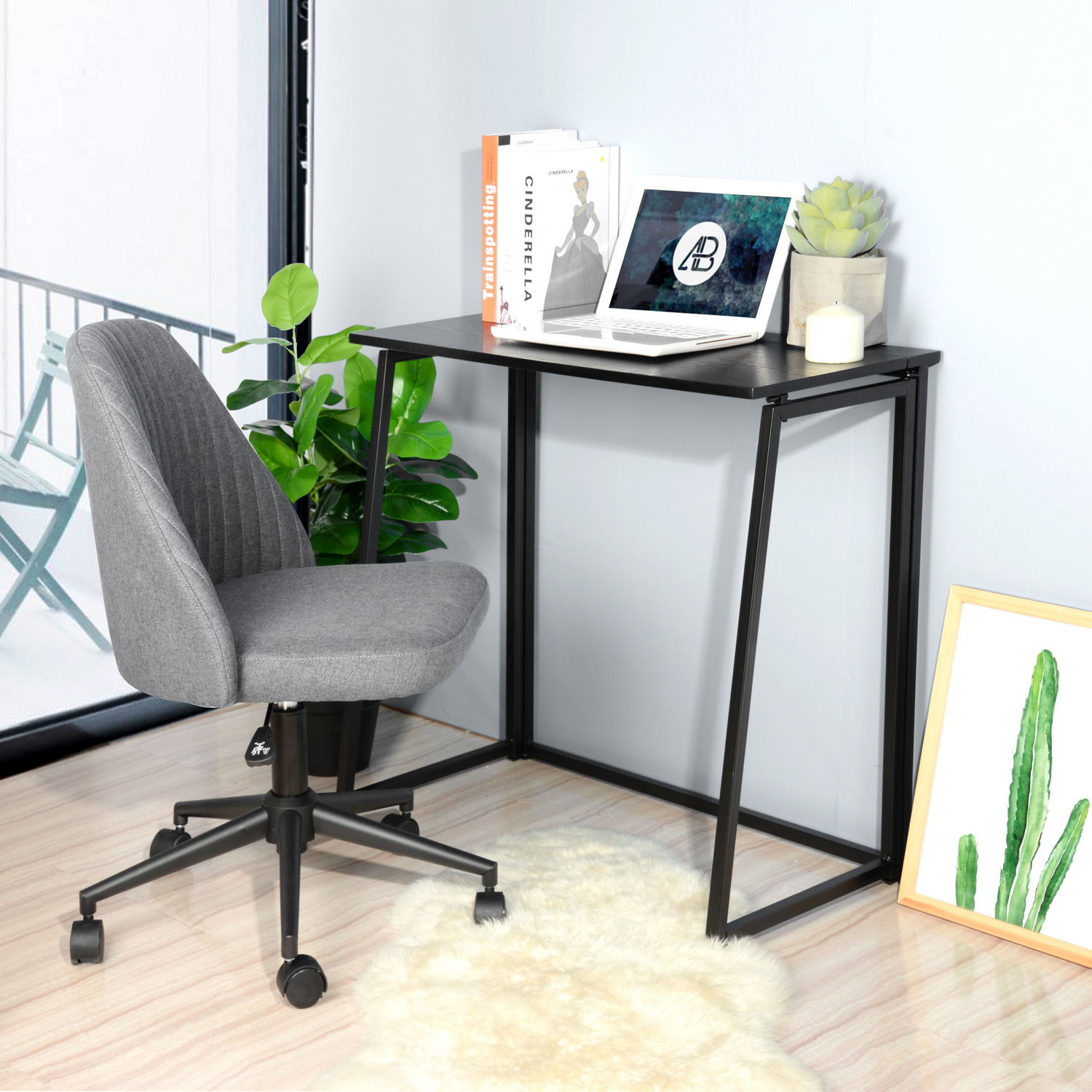 Foto 6 | Escritorio Plegable Homemake Negro para Computadora