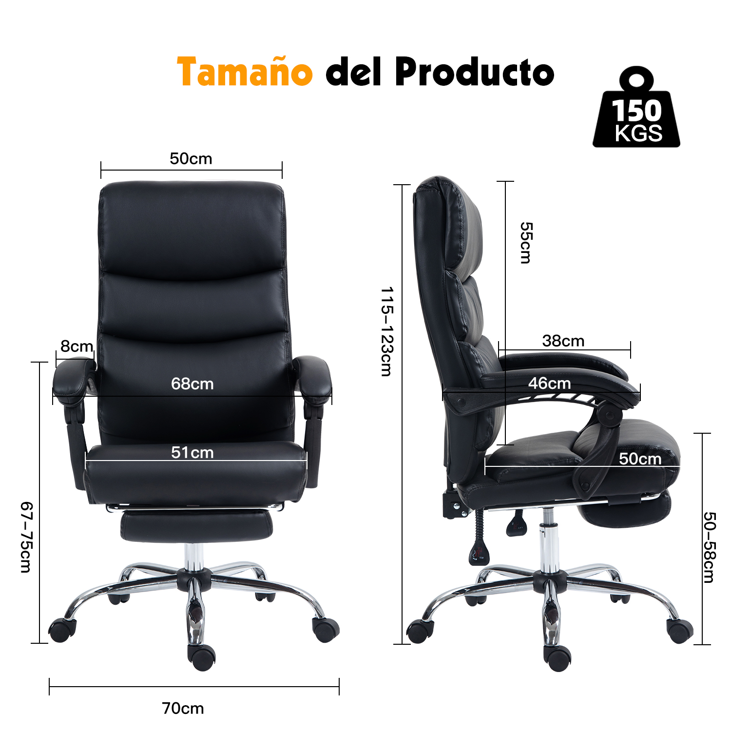 Foto 7 | Silla de Oficina Ejecutiva Ergonómica Homemake Kelala Negra