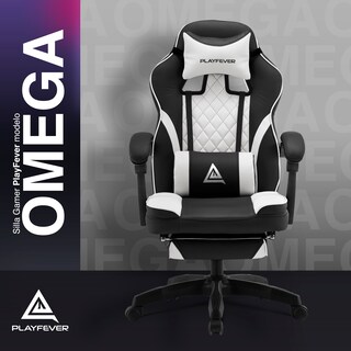Foto 2 | Silla Gamer Playfever Omega Escritorio Ergonómica Reclinable Negro y Blanco