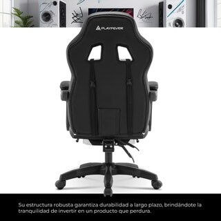 Foto 3 | Silla Gamer Playfever Omega Escritorio Ergonómica Reclinable Negro y Blanco