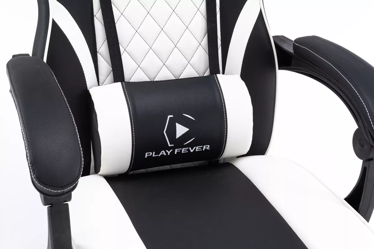 Foto 6 pulgar | Silla Gamer Playfever Omega Escritorio Ergonómica Reclinable Negro y Blanco