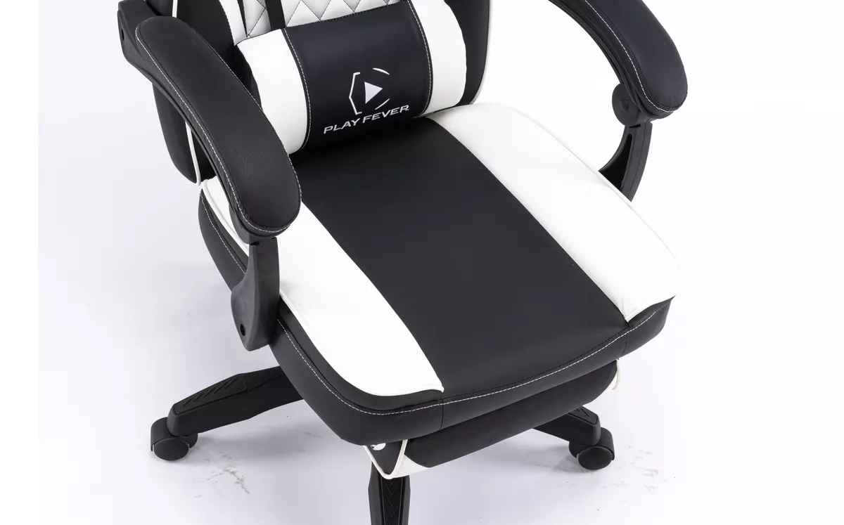 Foto 7 pulgar | Silla Gamer Playfever Omega Escritorio Ergonómica Reclinable Negro y Blanco