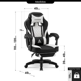 Foto 7 | Silla Gamer Playfever Omega Escritorio Ergonómica Reclinable Negro y Blanco