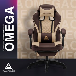 Foto 2 | Silla Gamer Playfever Omega Escritorio Ergonómica Reclinable Café con Beige
