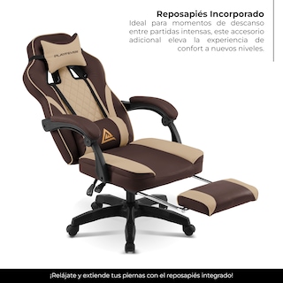 Foto 4 | Silla Gamer Playfever Omega Escritorio Ergonómica Reclinable Café con Beige