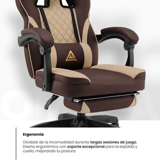 Foto 5 | Silla Gamer Playfever Omega Escritorio Ergonómica Reclinable Café con Beige