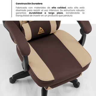 Foto 6 | Silla Gamer Playfever Omega Escritorio Ergonómica Reclinable Café con Beige