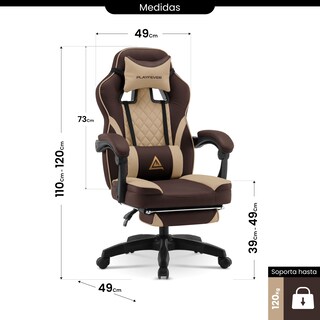 Foto 7 | Silla Gamer Playfever Omega Escritorio Ergonómica Reclinable Café con Beige
