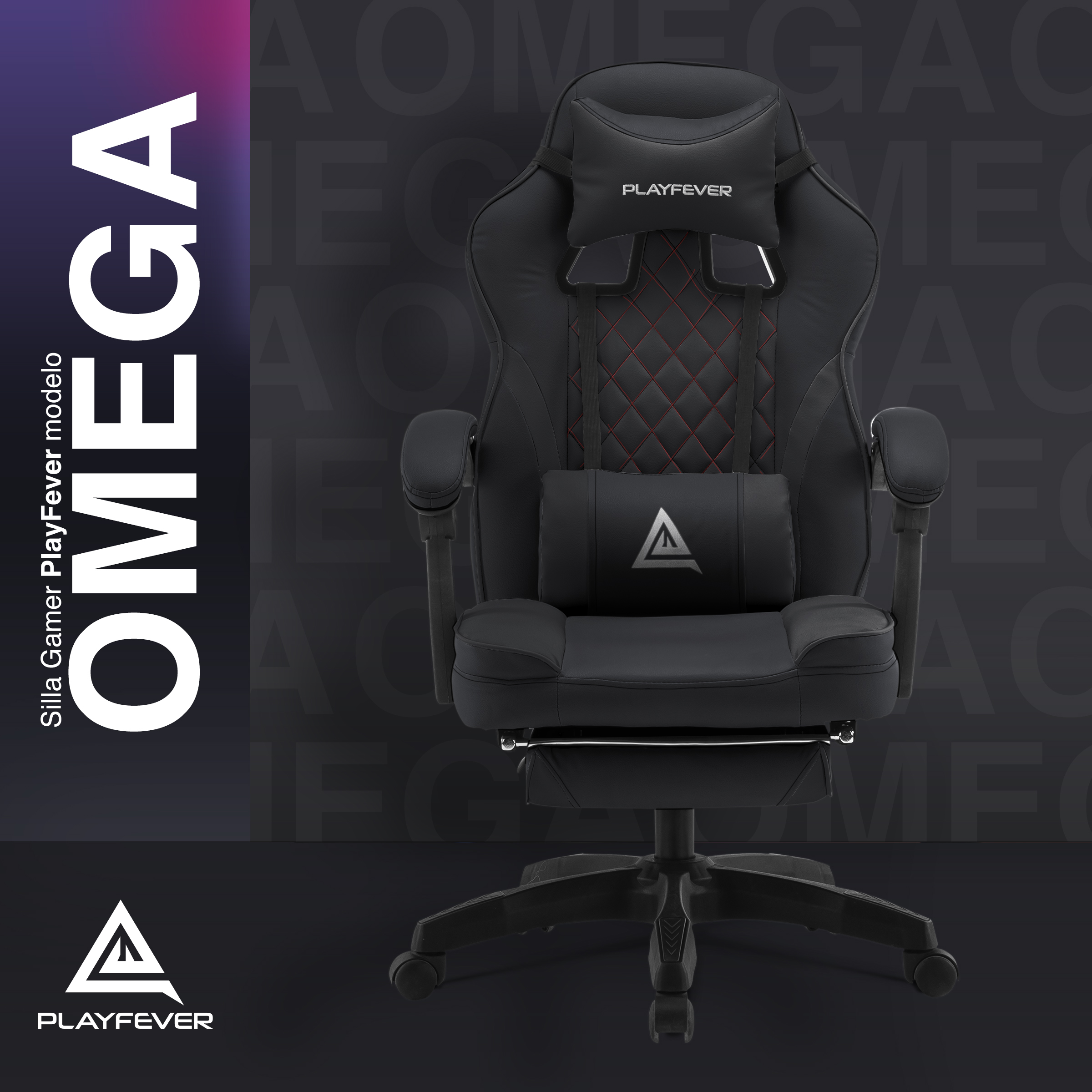 Foto 3 pulgar | Silla Gamer Playfever Omega Escritorio Ergonómica Reclinable Negra