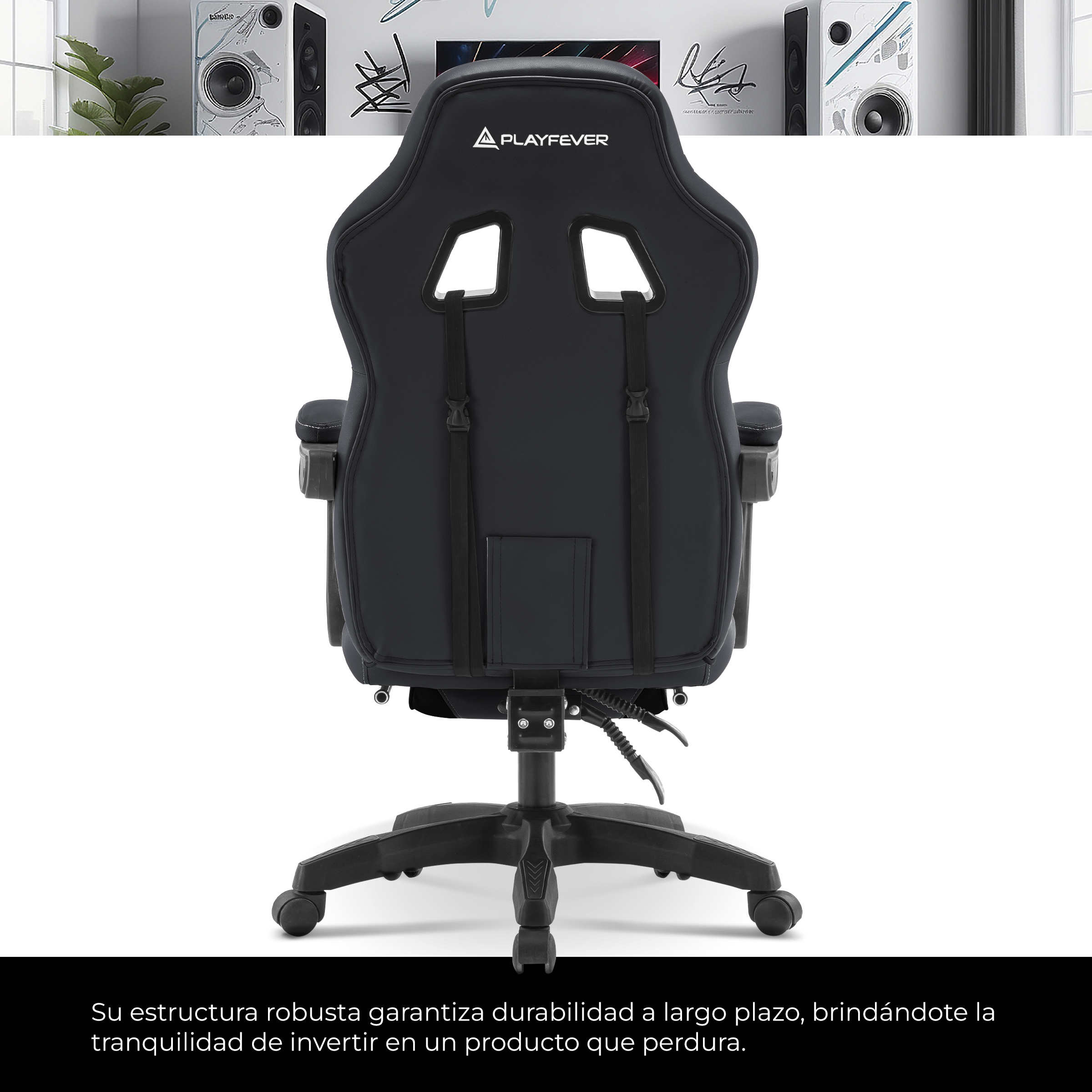 Foto 4 pulgar | Silla Gamer Playfever Omega Escritorio Ergonómica Reclinable Negra