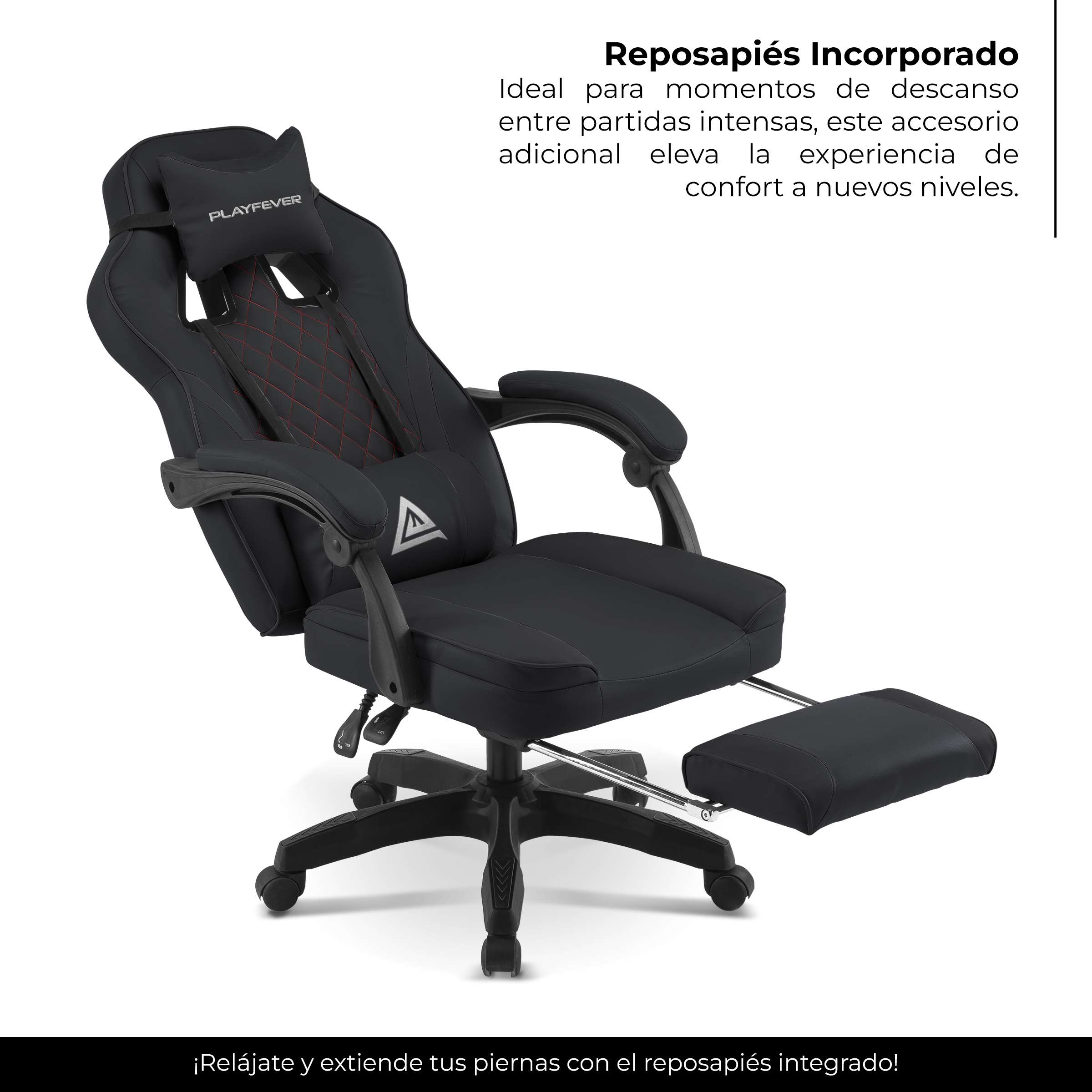 Foto 5 pulgar | Silla Gamer Playfever Omega Escritorio Ergonómica Reclinable Negra