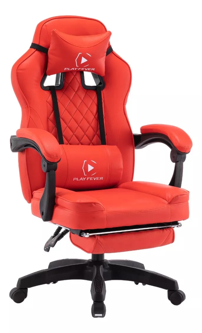 Silla Gamer Playfever Omega Escritorio Ergonómica Reclinable Roja $2,399