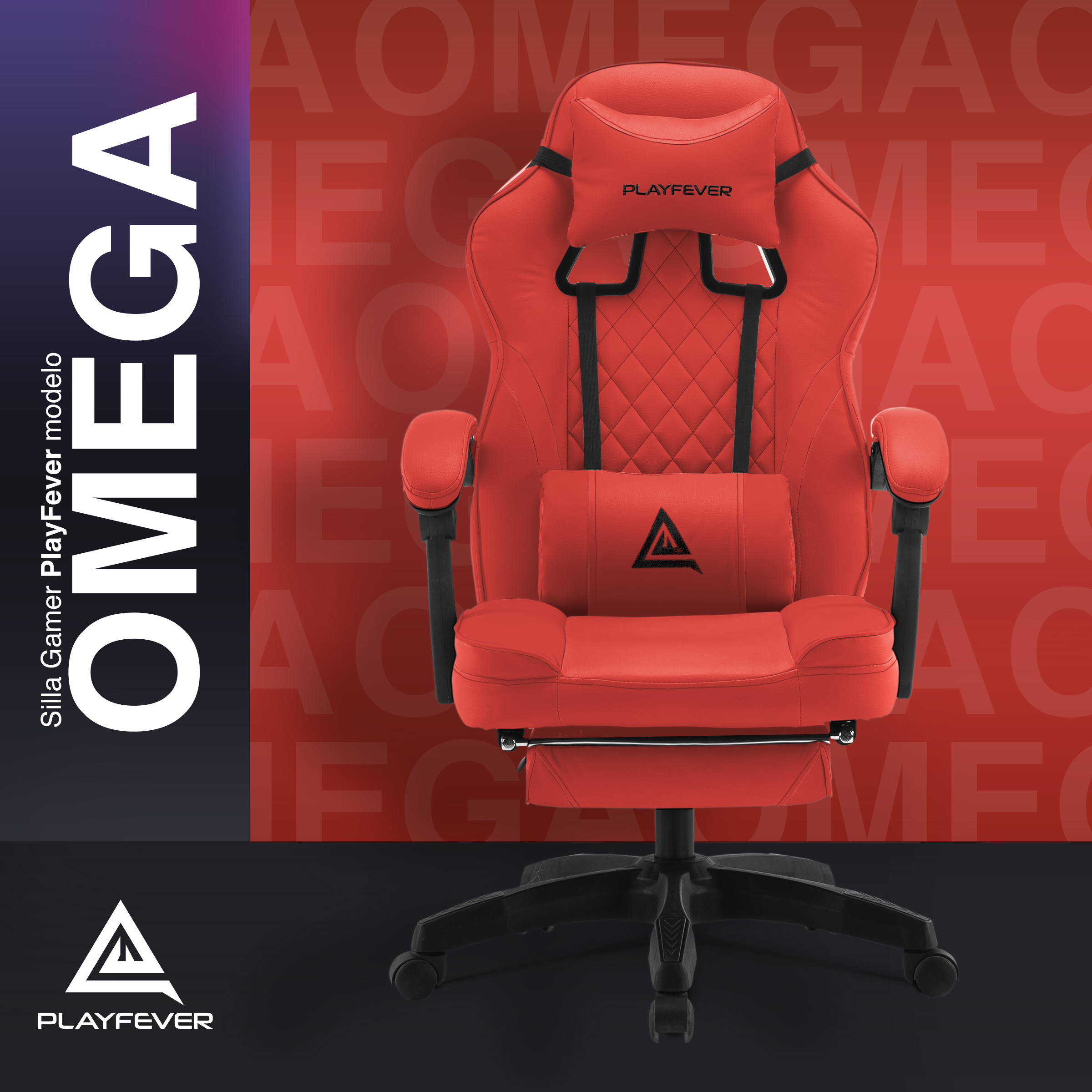 Foto 3 pulgar | Silla Gamer Playfever Omega Escritorio Ergonómica Reclinable Roja