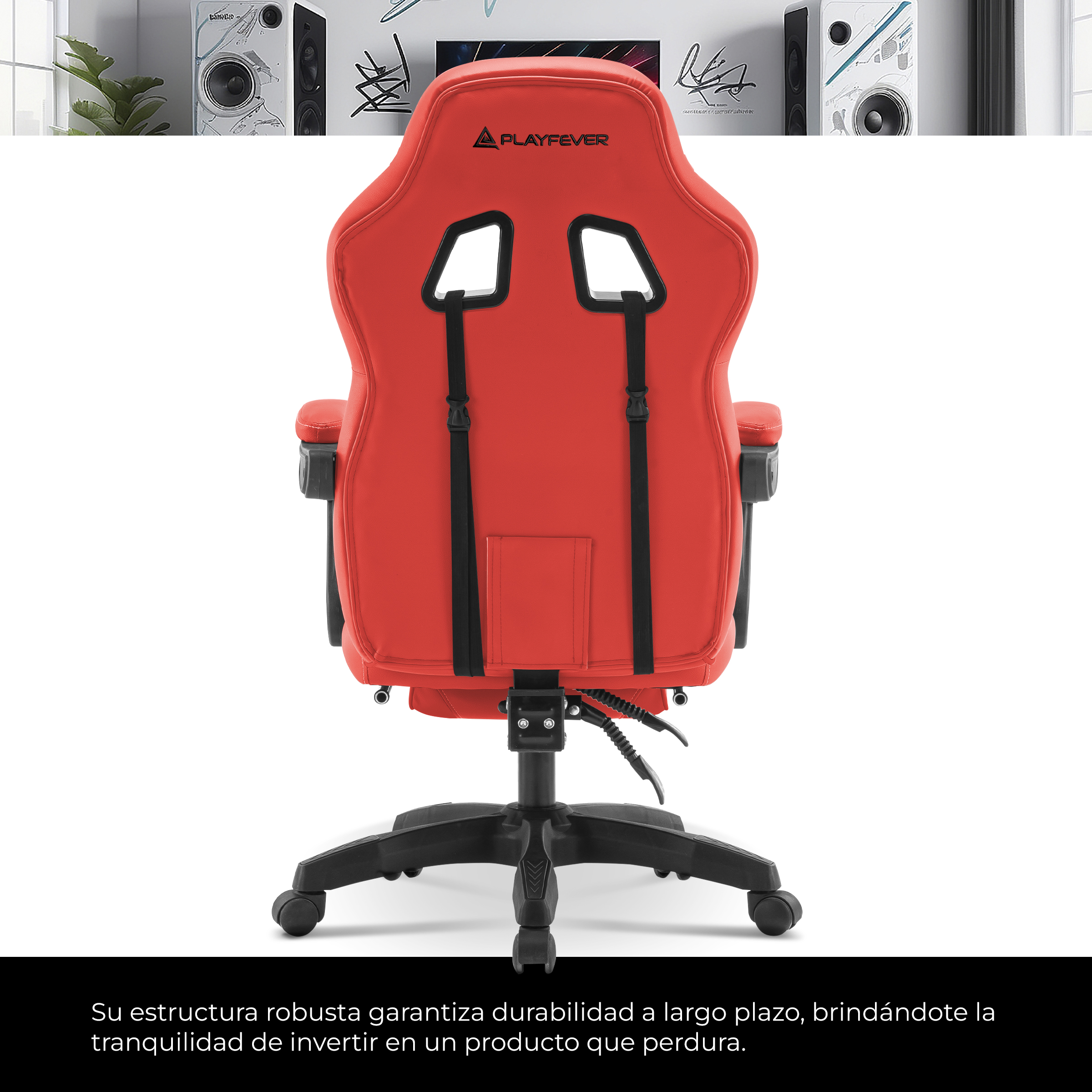 Foto 4 pulgar | Silla Gamer Playfever Omega Escritorio Ergonómica Reclinable Roja