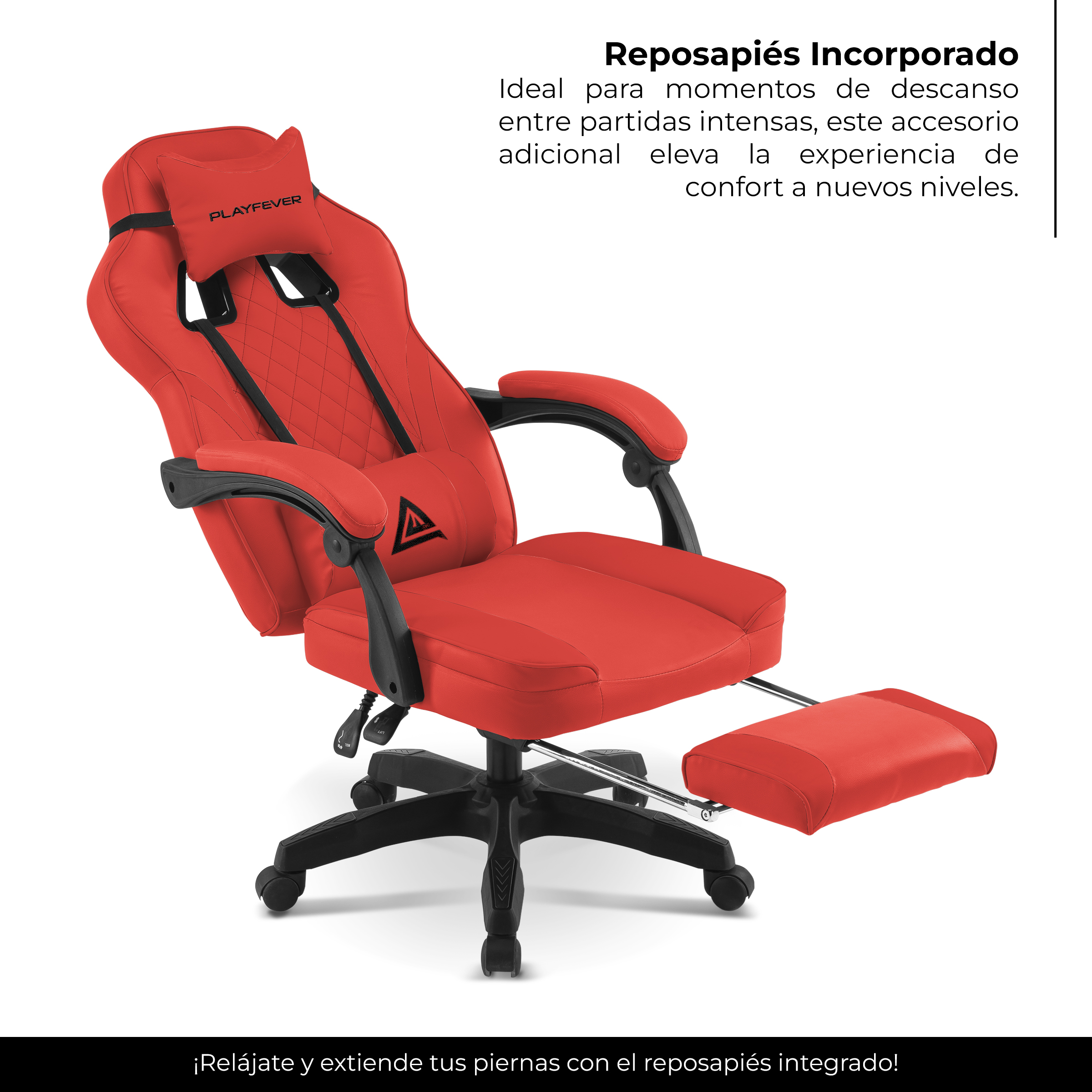 Foto 5 pulgar | Silla Gamer Playfever Omega Escritorio Ergonómica Reclinable Roja