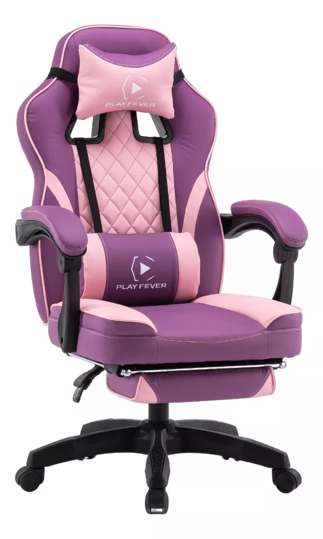 Foto 2 pulgar | Silla Gamer Playfever Omega Escritorio Ergonómica Reclinable Rosa Bicolor