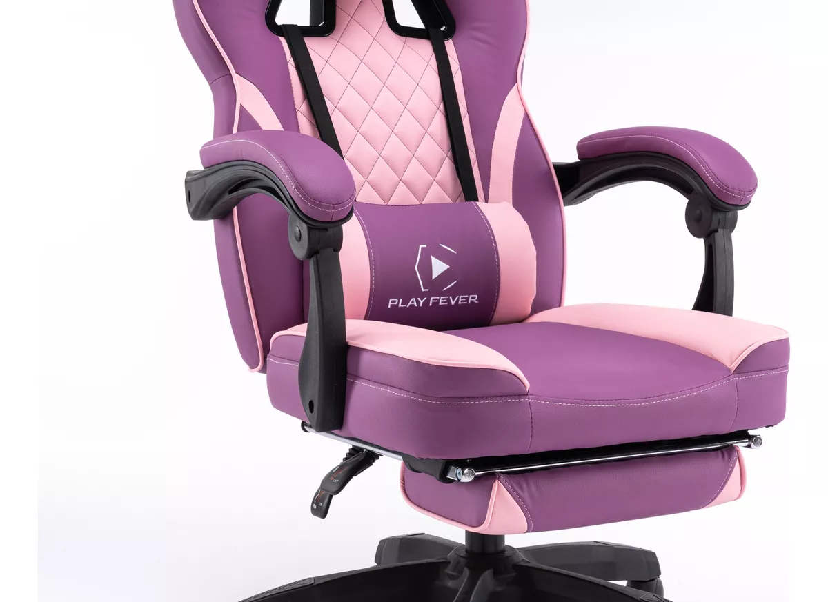 Foto 3 pulgar | Silla Gamer Playfever Omega Escritorio Ergonómica Reclinable Rosa Bicolor