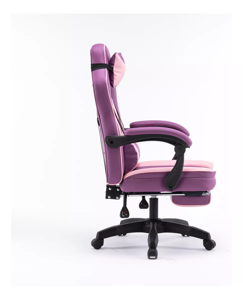 Foto 6 pulgar | Silla Gamer Playfever Omega Escritorio Ergonómica Reclinable Rosa Bicolor