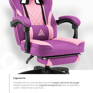 Foto 5 | Silla Gamer Playfever Omega Escritorio Ergonómica Reclinable Rosa Bicolor