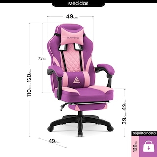 Foto 7 | Silla Gamer Playfever Omega Escritorio Ergonómica Reclinable Rosa Bicolor