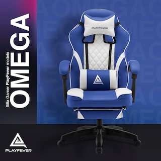 Foto 2 | Silla Gamer Playfever Omega Escritorio Ergonómica Reclinable Azul y Blanco