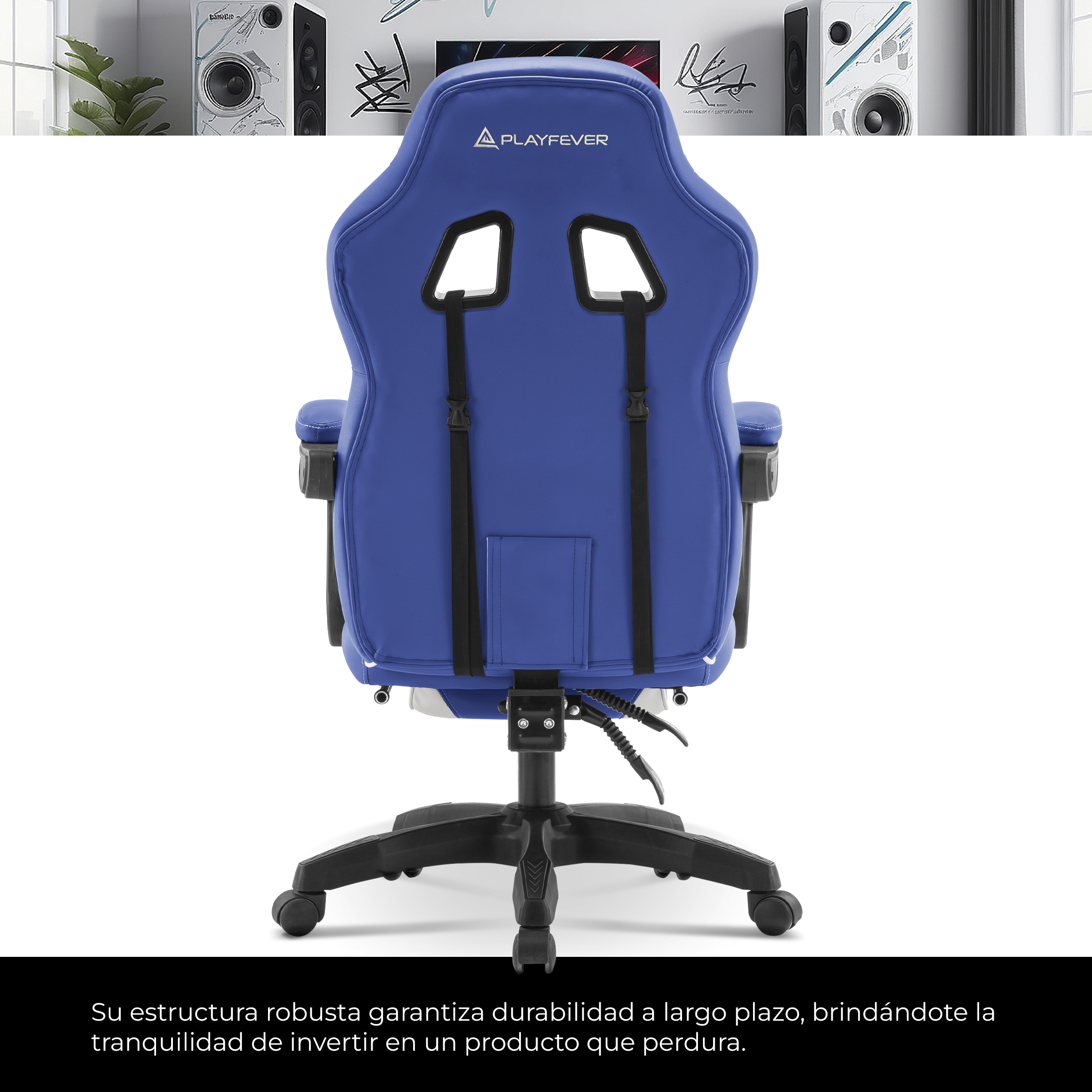Foto 3 | Silla Gamer Playfever Omega Escritorio Ergonómica Reclinable Azul y Blanco