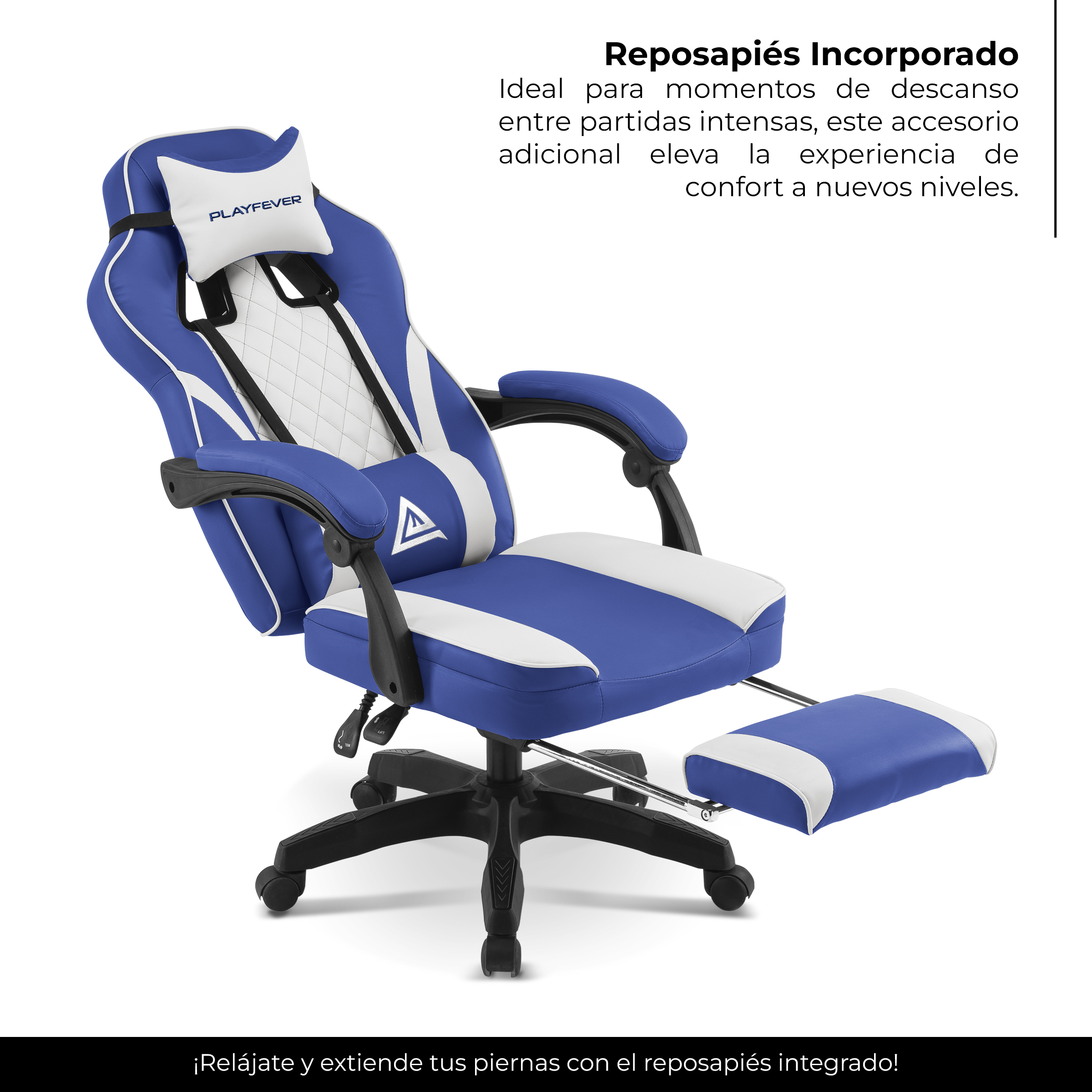 Foto 4 | Silla Gamer Playfever Omega Escritorio Ergonómica Reclinable Azul y Blanco