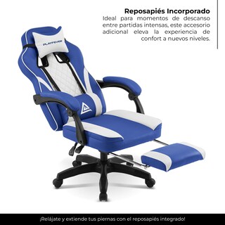 Foto 4 | Silla Gamer Playfever Omega Escritorio Ergonómica Reclinable Azul y Blanco