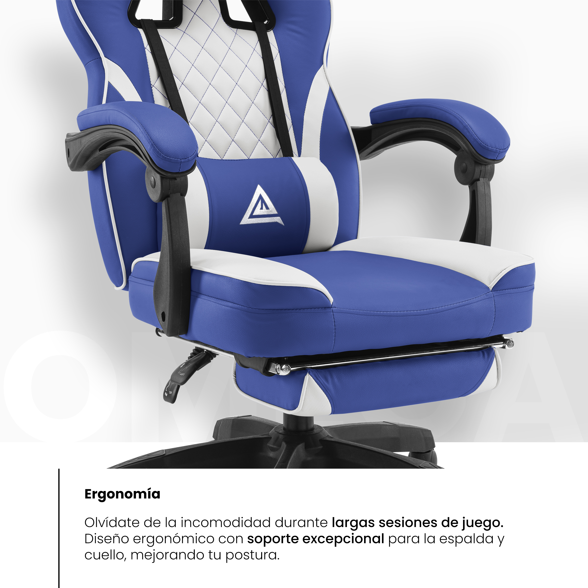 Foto 5 | Silla Gamer Playfever Omega Escritorio Ergonómica Reclinable Azul y Blanco