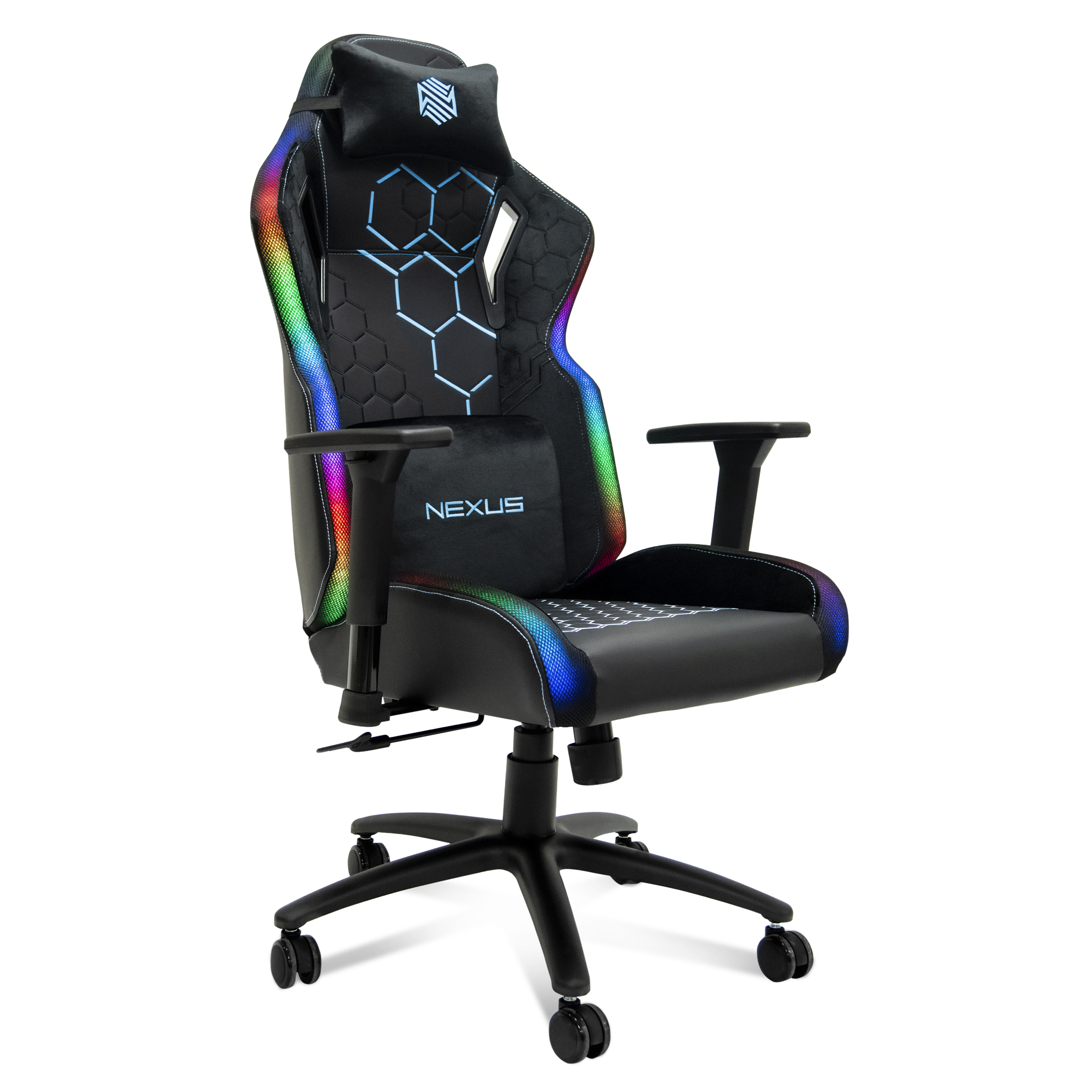 Foto 5 pulgar | Silla Gamer Nexus Stellar Escritorio Oficina Luz Led Rgb (negro/azul)