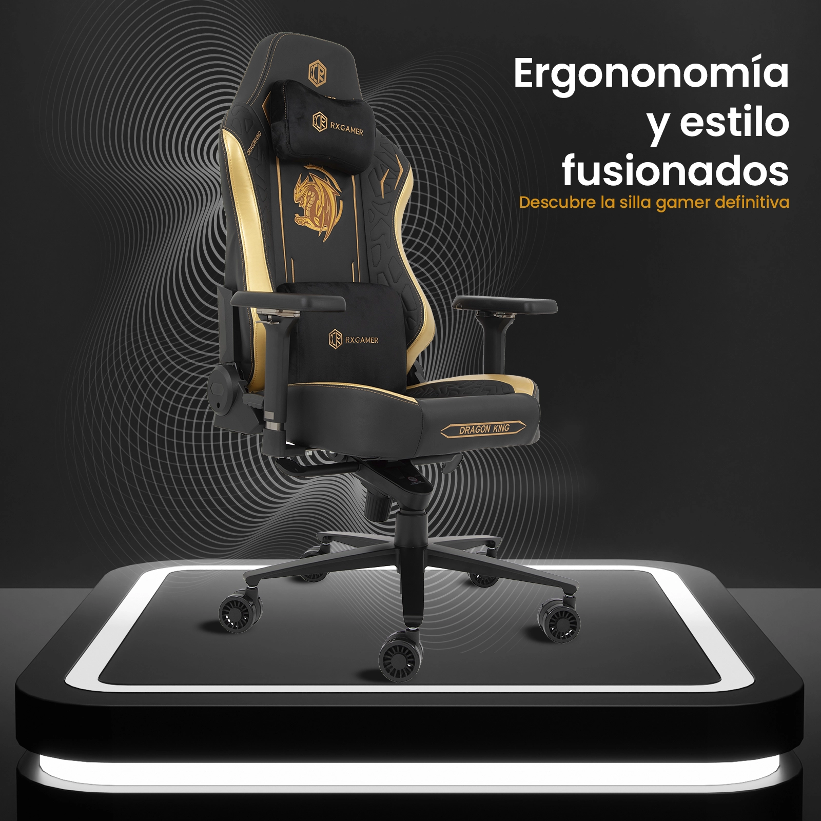 Foto 4 pulgar | Silla Gamer Premium | Secret | Reclinable | Memory Foam  | Magnetica (Dorado)