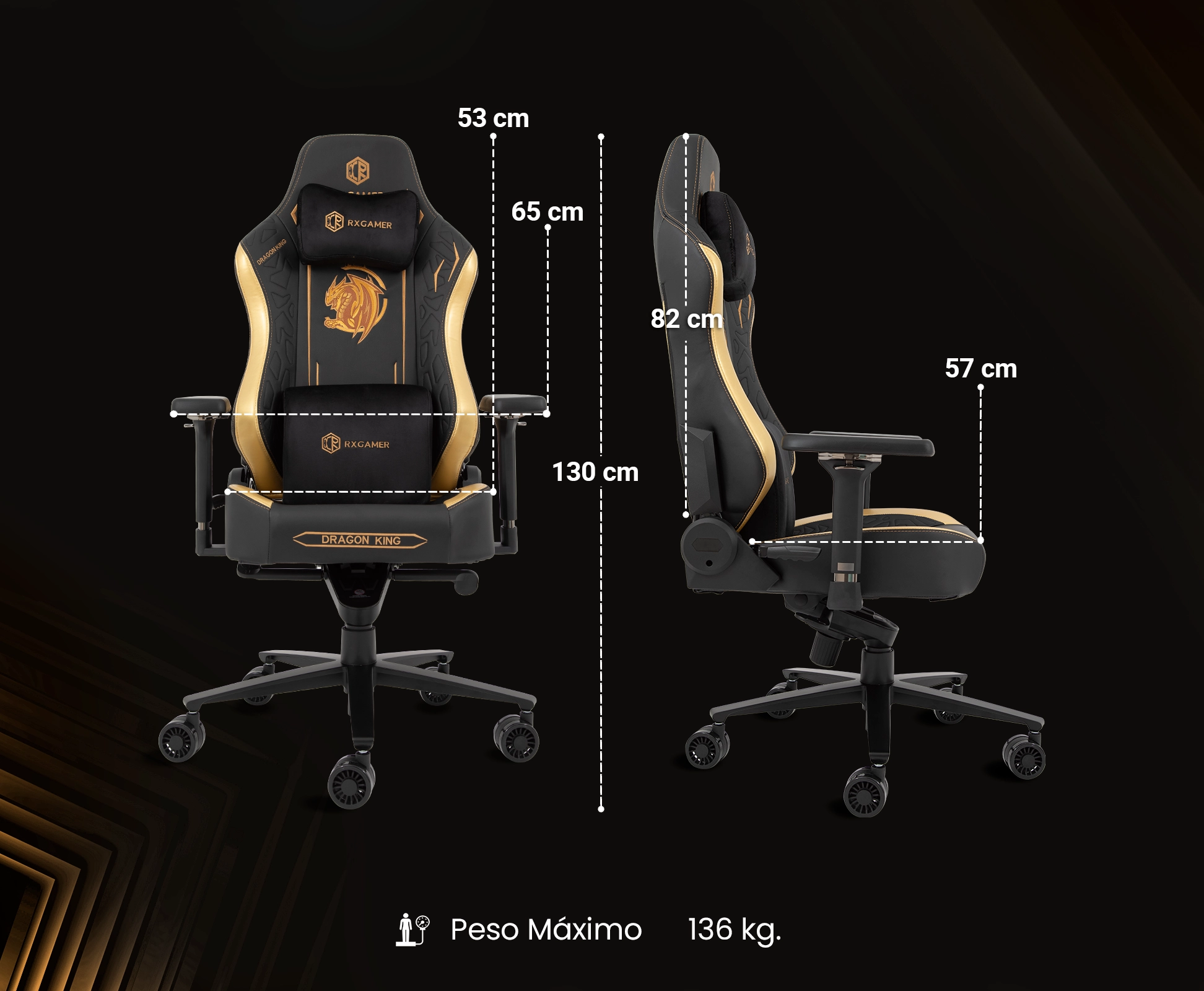 Foto 6 pulgar | Silla Gamer Premium | Secret | Reclinable | Memory Foam  | Magnetica (Dorado)