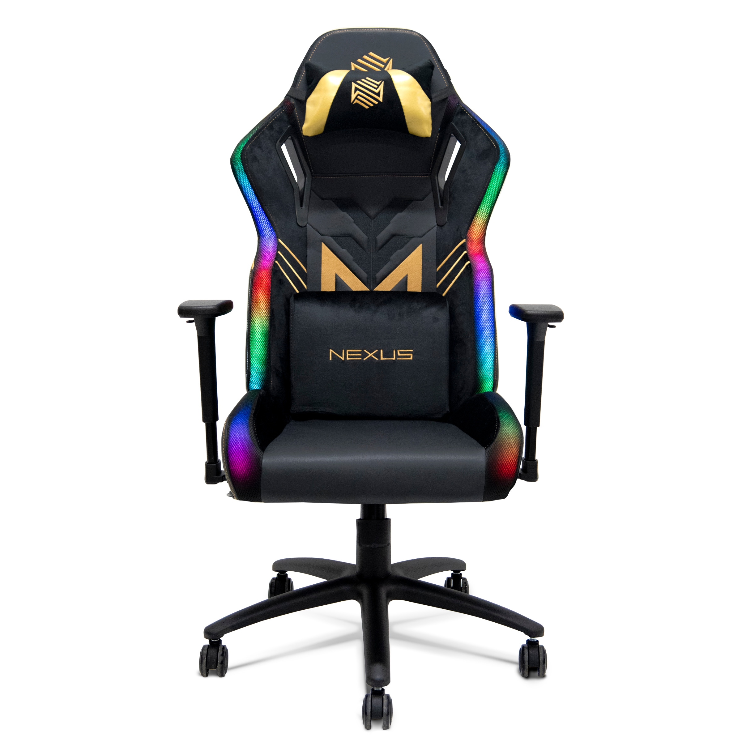 Silla Gamer Nexus Stellar Escritorio Oficina Luz Led RGB (Negro/Dorado) $4,399