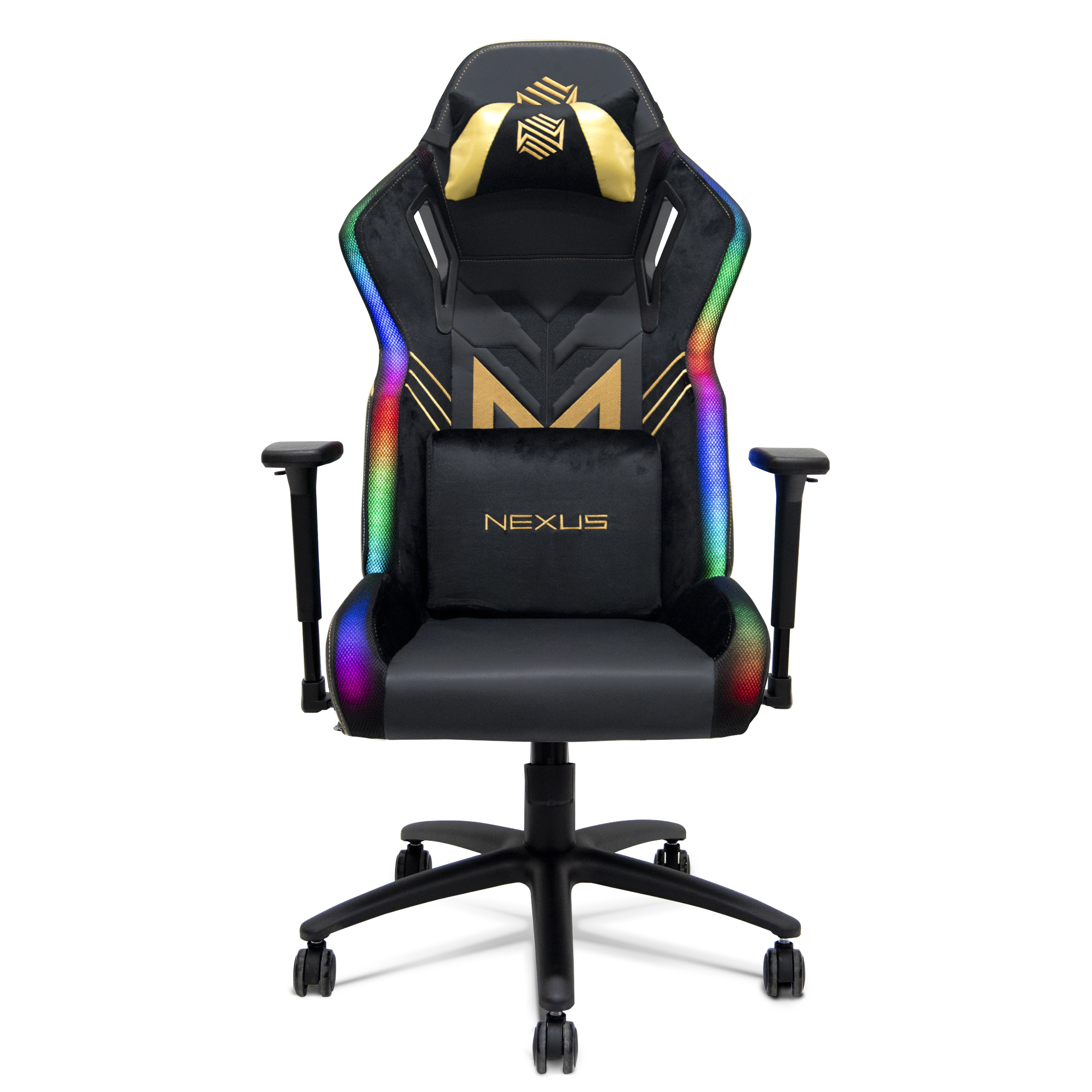 Foto 2 pulgar | Silla Gamer Nexus Stellar Escritorio Oficina Luz Led RGB (Negro/Dorado)