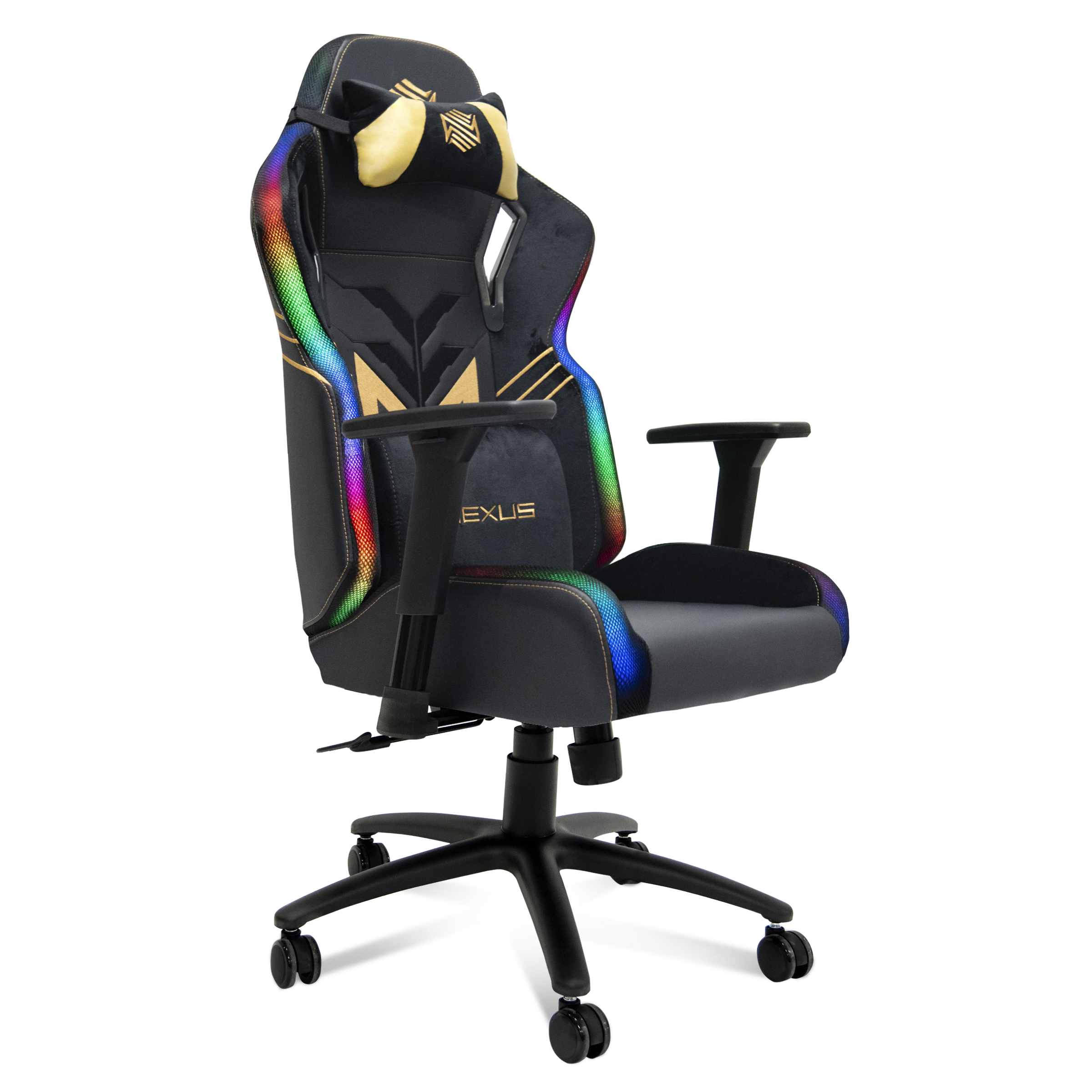 Foto 5 pulgar | Silla Gamer Nexus Stellar Escritorio Oficina Luz Led RGB (Negro/Dorado)